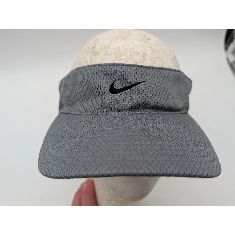 Vintage Nike Gray Mesh Tennis Visor Adjustable Hat Swoosh Logo S20912CCH 572090